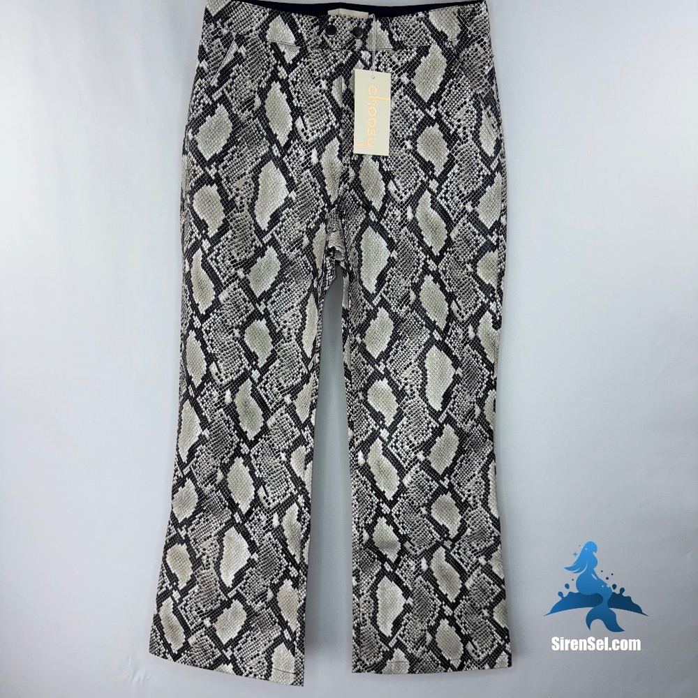 1151 NWT Choosy Elizabeth Faux Leather Pants – Size 4 - Black/Cream Snakeskin